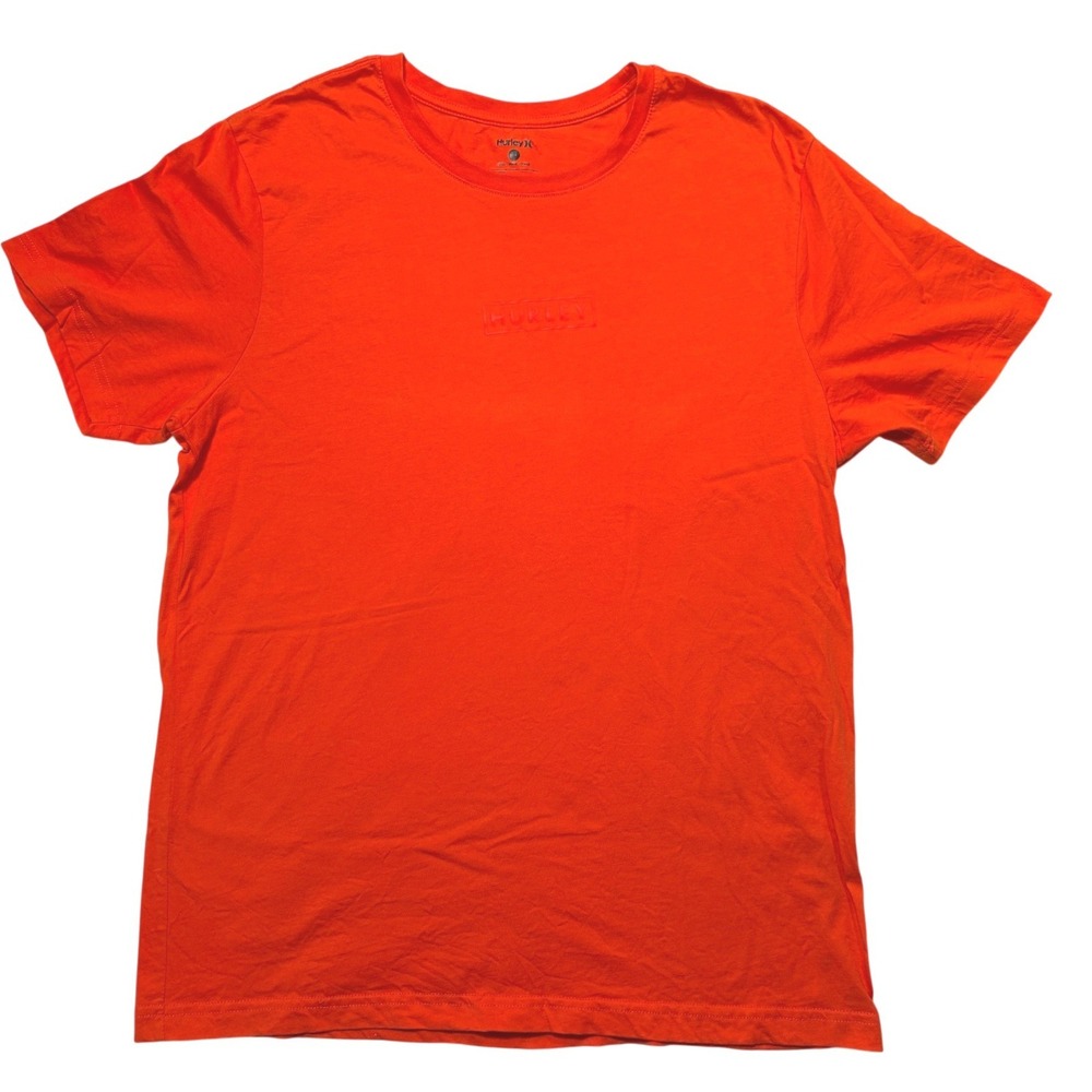 Hurley Mens Large Orange Short Sleeve Box Logo Crew Neck T-Shirt